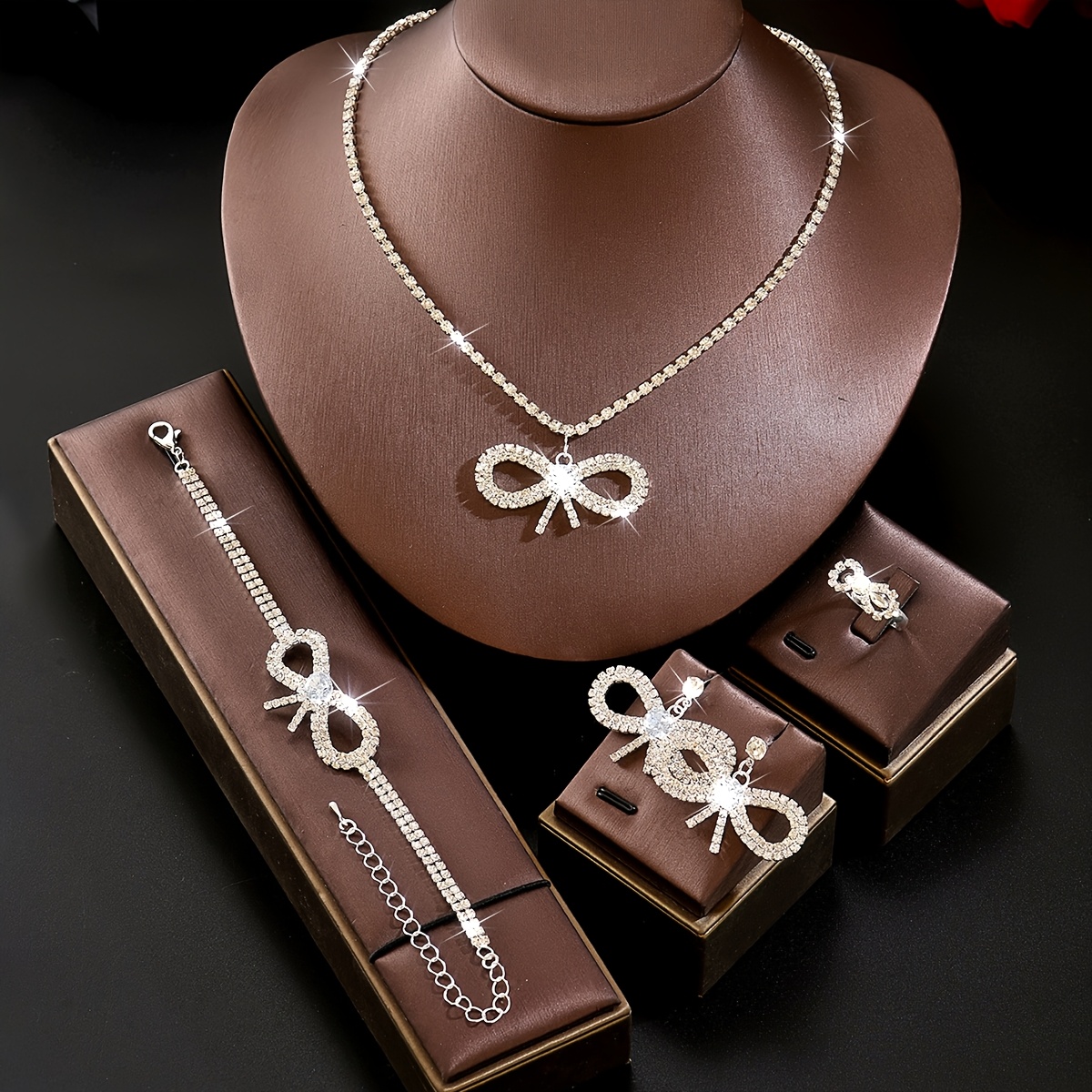 French-Style Romantic Women's Bow Chain Jewelry Set
